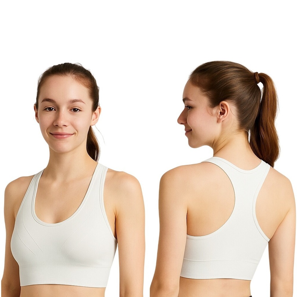 Crane White Sports Bra Size Small‎ Pullover Racerback Seamless Athletic Athlete